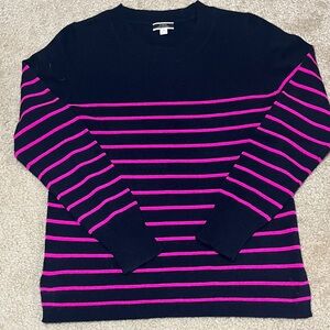 J. Crew Classic Navy and Pink Cashmere Sweater - size medium